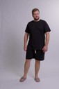 Pijama Masculino Manga Curta Com Bermuda Plus Size