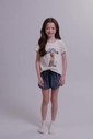 Pijama Infantil Feminino Manga Curta Com Shorts