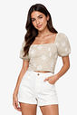 Blusa Feminina Com Manga Bufante e Bordado Minty Blusa Feminina Com Manga Bufante e Bordado Minty