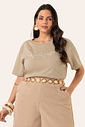 T- Shirt Plus Size Feminino Meia Malha Secret Glam T- Shirt Plus Size Feminino Meia Malha Secret Glam