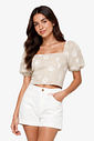 Blusa Feminina Com Manga Bufante e Bordado Minty Blusa Feminina Com Manga Bufante e Bordado Minty
