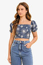 Blusa Feminina Com Manga Bufante e Bordado Minty Blusa Feminina Com Manga Bufante e Bordado Minty