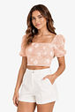 Blusa Feminina Com Manga Bufante e Bordado Minty Blusa Feminina Com Manga Bufante e Bordado Minty