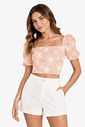 Blusa Feminina Com Manga Bufante e Bordado Minty Blusa Feminina Com Manga Bufante e Bordado Minty