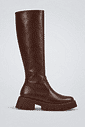 zuna-bota-feminina-cano-longo-tratorada-marrom Bota feminina cano longo tratorada marrom ZUNA, vista lateral, com zíper e sola tratorada