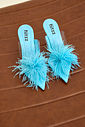 TAMANCO FEMININO SALTO TRANSPARENTE PLUMAS AZUL - TIFFANY TAMANCO FEMININO SALTO TRANSPARENTE PLUMAS AZUL - TIFFANY