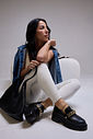 BRIANA - MOCASSIM FEMININO COURO TRATORADO PRETO COM FIVELAS BRIANA - MOCASSIM FEMININO COURO TRATORADO PRETO COM FIVELAS