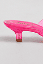 gummy-tamanco-feminino-translucido-rosa Detalhe do salto baixo do Tamanco Feminino Flip Flop Gummy rosa em PVC translúcido