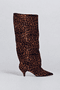 LISE - BOTA FEMININA CANO ALTO BICO FINO SUEDE ANIMAL PRINT