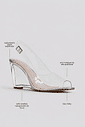 scarpin-anabela-feminina-vinil-prata-storm Infográfico do Scarpin Anabela Feminina Vinil Prata - Storm destacando acabamento prata espelhado, vinil maleável de alta qualidade, salto anabela transparente de 10 cm e bico folha