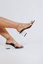 KIM - TAMANCO FEMININO SALTO TRANSPARENTE TIRAS DE VINIL PRETO KIM - TAMANCO FEMININO SALTO TRANSPARENTE TIRAS DE VINIL PRETO