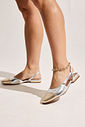MARIA PAULA - SLINGBACK FEMININO PRATA C/ DOURADO