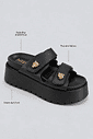 tiger-papete-feminina-tira-velcro-preta Papete Feminina Plataforma Couro Tiger Preta vista 45 graus