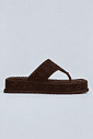 chinelo-flatform-feminino-camurca-marrom-buzios Chinelo flatform feminino camurça marrom Búzios - vista lateral do produto isolado em fundo cinza claro