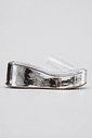 tamanco-flatform-feminino-tira-vinil-prata Adele - Tamanco Flatform Feminina Tira Vinil Prata visto de lado, com solado metalizado e tira transparente