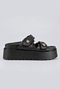tiger-papete-feminina-tira-velcro-preta Papete Feminina Plataforma Couro Tiger Preta vista lateral