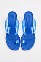 nic-tamanco-feminino-salto-acrilico-azul Tamanco Feminino Nic Azul vista superior detalhe das tiras em vinil