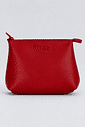 necessaire-feminina-hitzz-couro Necessaire Feminina Couro Hitzz vermelha com fechamento em zíper e logo em baixo-relevo