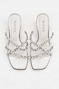kira-tamanco-feminino-pedraria-prata Tamanco Feminino Kira Prata vista superior detalhe das pedrarias