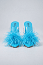 TAMANCO FEMININO SALTO TRANSPARENTE PLUMAS AZUL - TIFFANY TAMANCO FEMININO SALTO TRANSPARENTE PLUMAS AZUL - TIFFANY