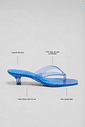 gummy-tamanco-salto-baixo-transparente-azul Tamanco Feminino Flip Flop Gummy azul em PVC translúcido, vista lateral destacando as tiras e o salto baixo