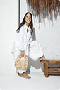 BOLSA FEMININA PALHA TACHAS DOURADAS - CRETA BOLSA FEMININA PALHA TACHAS DOURADAS - CRETA