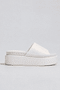 Tamanco feminino flatform tira acolchoada off white Fifi, vista lateral