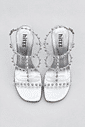 tasha-sandalia-feminina-spikes-prata Sandália Feminina Tasha Prata vista superior detalhe dos spikes