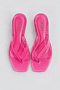 gummy-tamanco-feminino-translucido-rosa Tamanco Feminino Flip Flop Rosa - Gummy visto de lado, tira em vinil transparente rosa e salto fino translúcido baixo