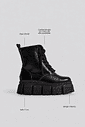 JULIETA - BOTA COTURNO FEMININO CHUNKY TRATORADA COURO PRETA