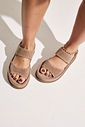 TAKA - PAPETE FLATFORM FEMININA CAMURÇA BEGE TAKA - PAPETE FLATFORM FEMININA CAMURÇA BEGE