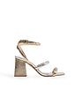 VALENTINA - SANDÁLIA FEMININA SALTO ALTO PRATA COM DOURADO VALENTINA - SANDÁLIA FEMININA SALTO ALTO PRATA COM DOURADO
