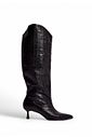 IANCA - BOTA FEMININA SALTO BAIXO CANO LONGO COURO CROCO PRETA IANCA - BOTA FEMININA SALTO BAIXO CANO LONGO COURO CROCO PRETA
