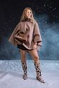 JORDANA - BOTA FEMININA COUNTRY CANO LONGO VACA BEGE/MARROM