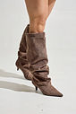 LISE - BOTA FEMININA CANO ALTO BICO FINO SUEDE FENDI