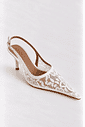 Slingback Salto Médio Couro Legítimo Renda Branco Dualipa