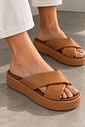 Tamanco Flat Plataforma Zara Caramelo
