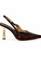 Scarpin Slingback Couro Original Kim Marrom