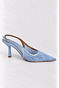 Slingback Salto Médio Couro Legítimo Renda Azul Dualipa