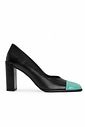 SCARPIN CAP TOE SALTO BLOCO THALIA PRETO/VERDE