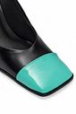SCARPIN CAP TOE SALTO BLOCO THALIA PRETO/VERDE