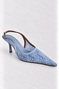 Slingback Salto Médio Couro Legítimo Renda Azul Dualipa