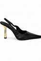 Scarpin Slingback Couro Original Kim Preto Scarpin Slingback Couro Original Kim Preto