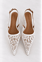 Slingback Salto Médio Couro Legítimo Renda Branco Dualipa