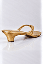 Tamanco Flip Flop Salto Baixo Bruna Dourado