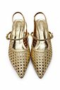 SLINGBACK SALTO KITTEN HEELS COURO NARA DOURADO SLINGBACK SALTO KITTEN HEELS COURO NARA DOURADO