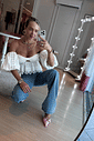 Calça Wide Strass Tati Calça Wide Strass Tati