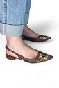 LÉA - SAPATILHA SLINGBACK TELA BORDADA MARROM LÉA - SAPATILHA SLINGBACK TELA BORDADA MARROM