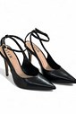 LEONA - SCARPIN SLINGBACK SALTO FINO COURO PRETO