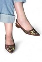 LÉA - SAPATILHA SLINGBACK TELA BORDADA MARROM LÉA - SAPATILHA SLINGBACK TELA BORDADA MARROM